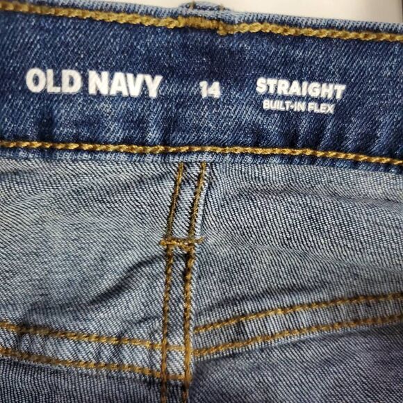 Old Navy Boys 14 Straight Jeans Built-In Flex Adjustable Waist Blue Denim - Picture 5 of 7
